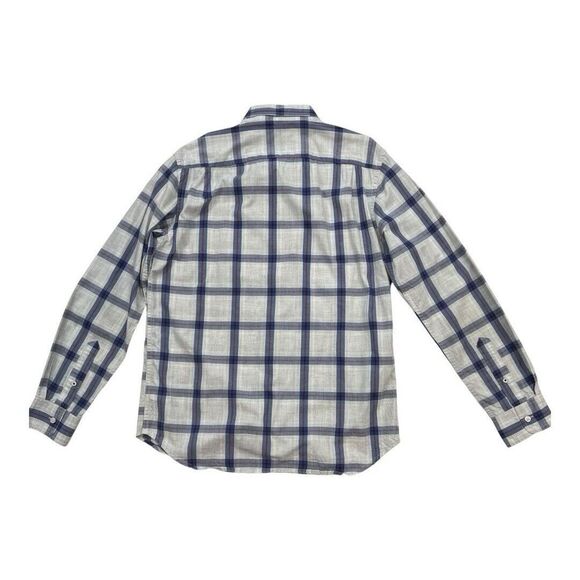 Old Navy Mens Size Medium Gray Blue Red Plaid Button Down Shirt - Picture 3 of 5